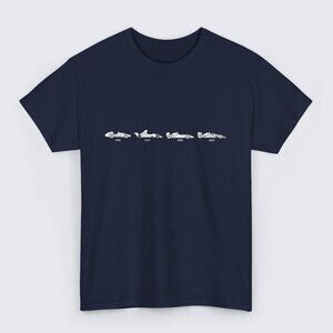 Racing Car Evolution T-Shirt | Minimalist Motorsport Timeline Tee | Formula Car
